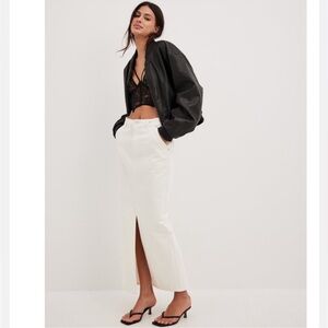 NA-KD White Denim Maxi Skirt